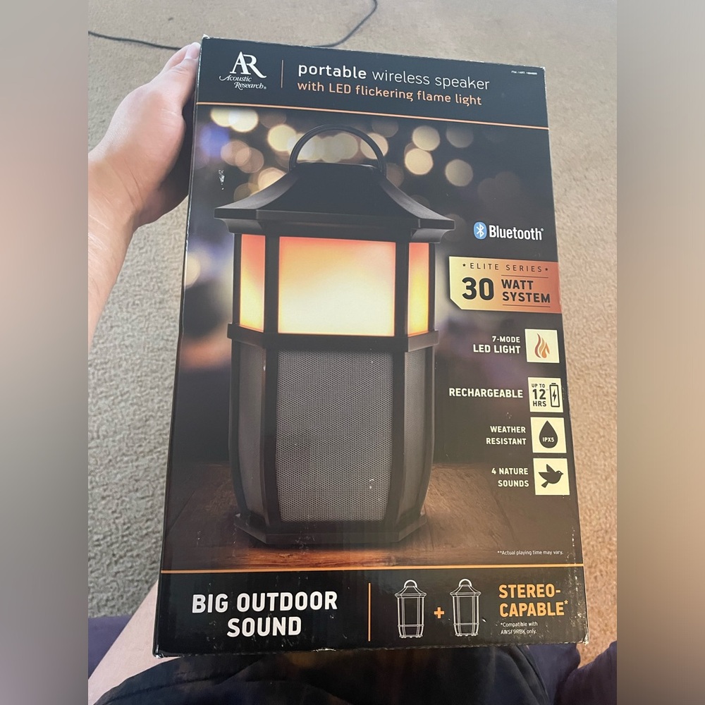 Sedona Rechargeable Wireless Speaker with LED Flickering Flame Light